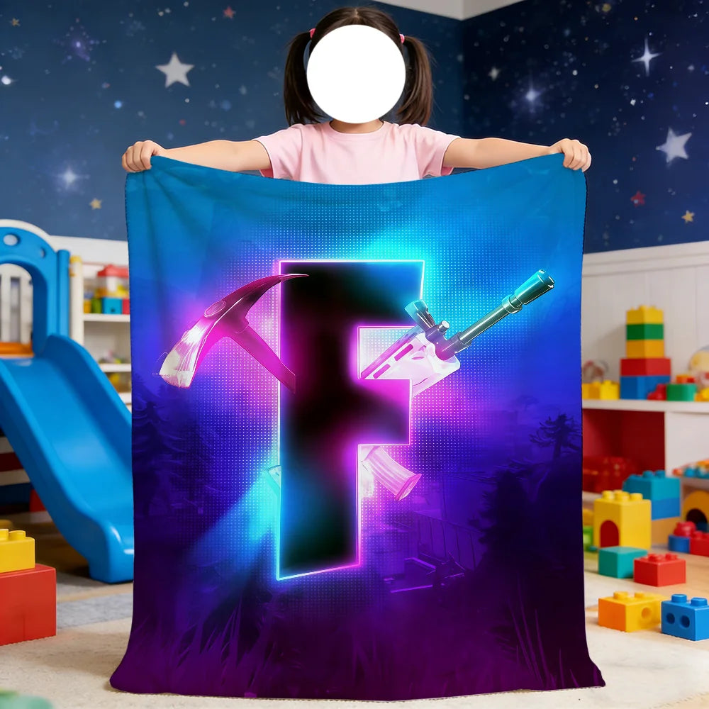 F-Fortnite deka s logotipom igre, mekana deka za piknik, krevet, kauč, dom i spavaću sobu, udobna, topla i komforna