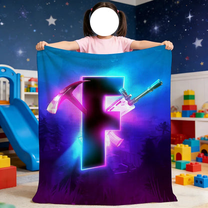 F-Fortnite deka s logotipom igre, mekana deka za piknik, krevet, kauč, dom i spavaću sobu, udobna, topla i komforna