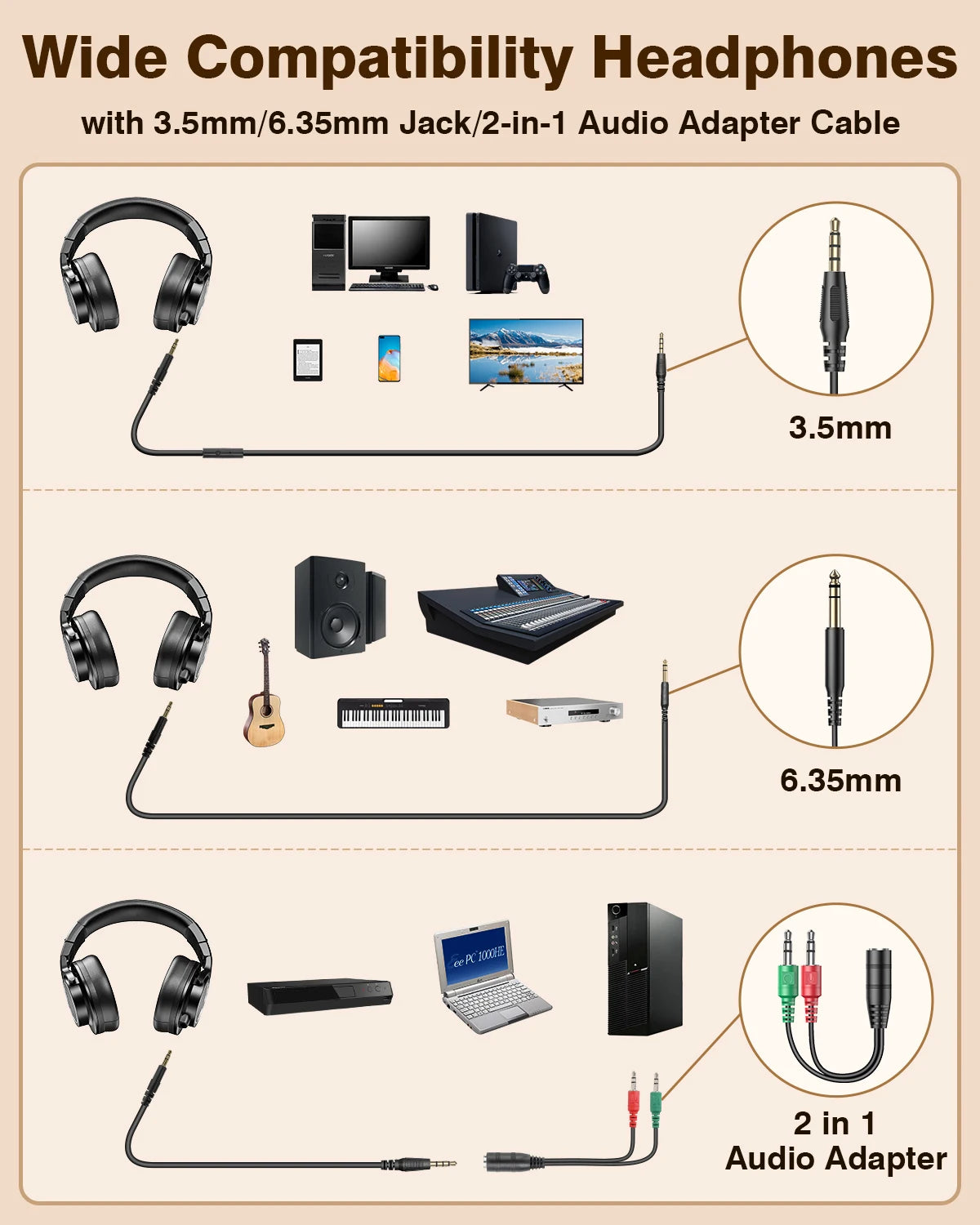 New Bee Wired Professional Studio DJ Headphones Hi-Res Over-Ear Studio Monitor Headphones with Microphone Support for Mixing, Recording, Gaming & Music Production