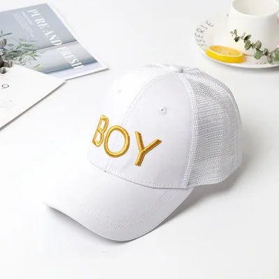 Summer autumn Kid Boy Cartoon Letter Embroidered Baseabll Caps Children Girls Outdoor Leisure Mesh Sport hats