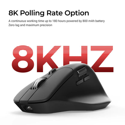 Keychron M6 Wireless Mouse with PixArt 3950 Sensor, 8K Polling Rate, Silent Switches, Dual Scroll Wheels, Bluetooth & 2.4GHz Ergonomic Mouse