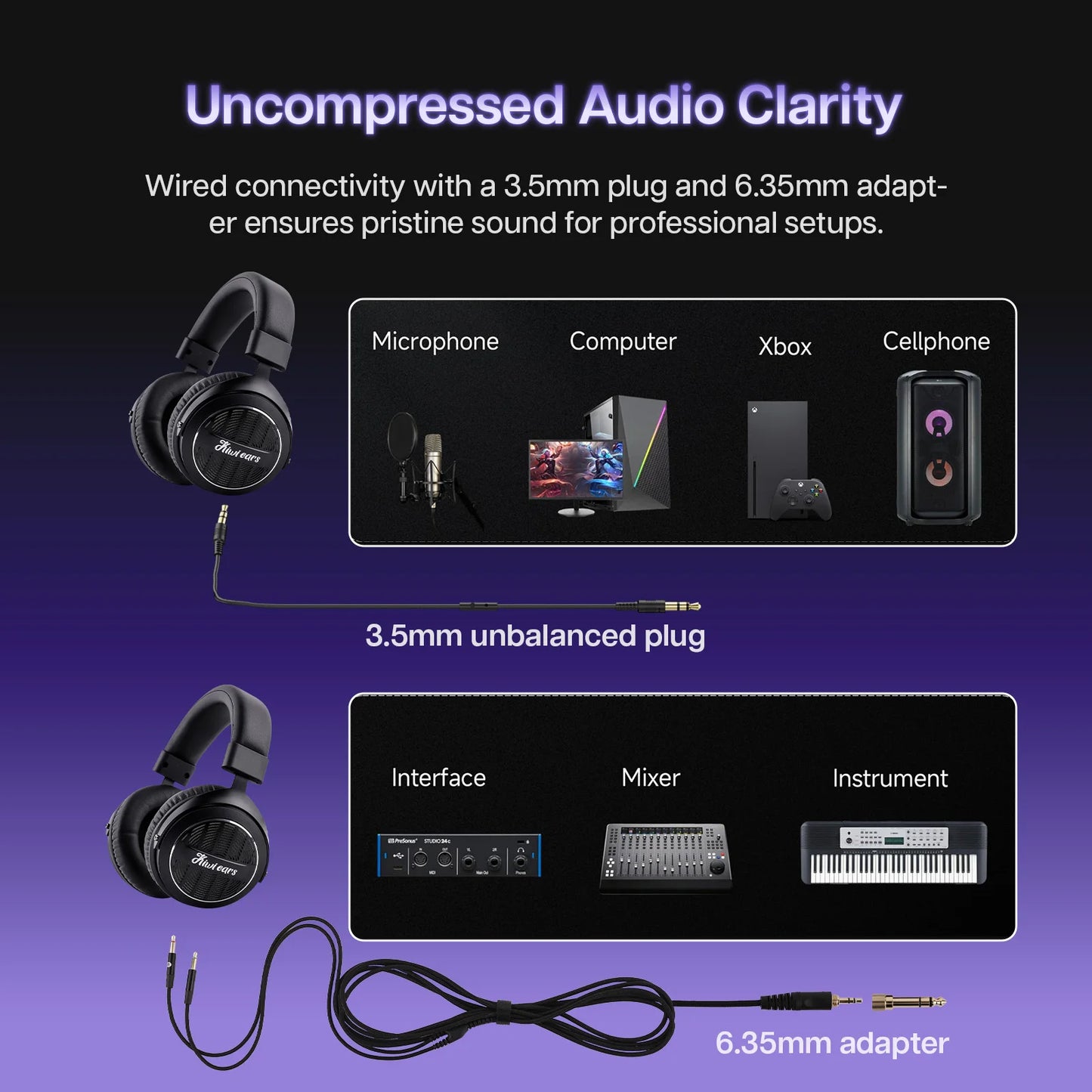 Linsoul Kiwi Ears Ellipse Studio-Grade Open-Back Dynamic Driver Headphones with Detachable Cable, Hi-Fi Bass Over-Ear Wired Headset