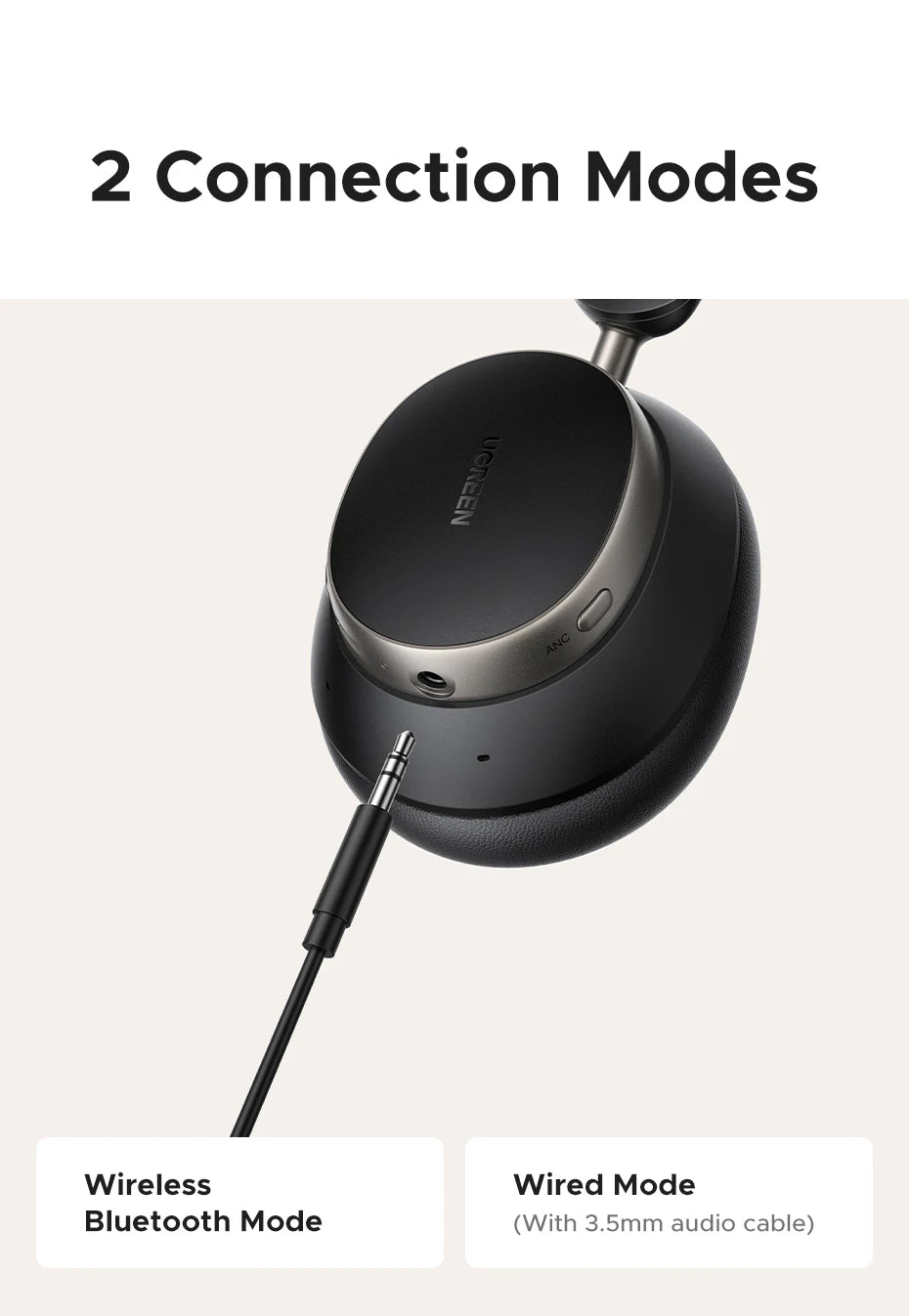 UGREEN Studio Pro 48dB ANC Wireless Headphones – Bluetooth 6.0 Hi-Res LDAC Over-Ear Headphones with 120H Playtime