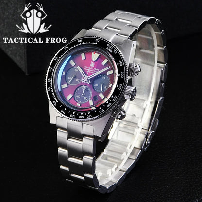 Tactical Frog V2 Solar Chronograph Men Watch Sapphire Crystal Mirror Ceramic Bezel VS75A Eco-Drive Quartz 20Bar Waterproof Watch