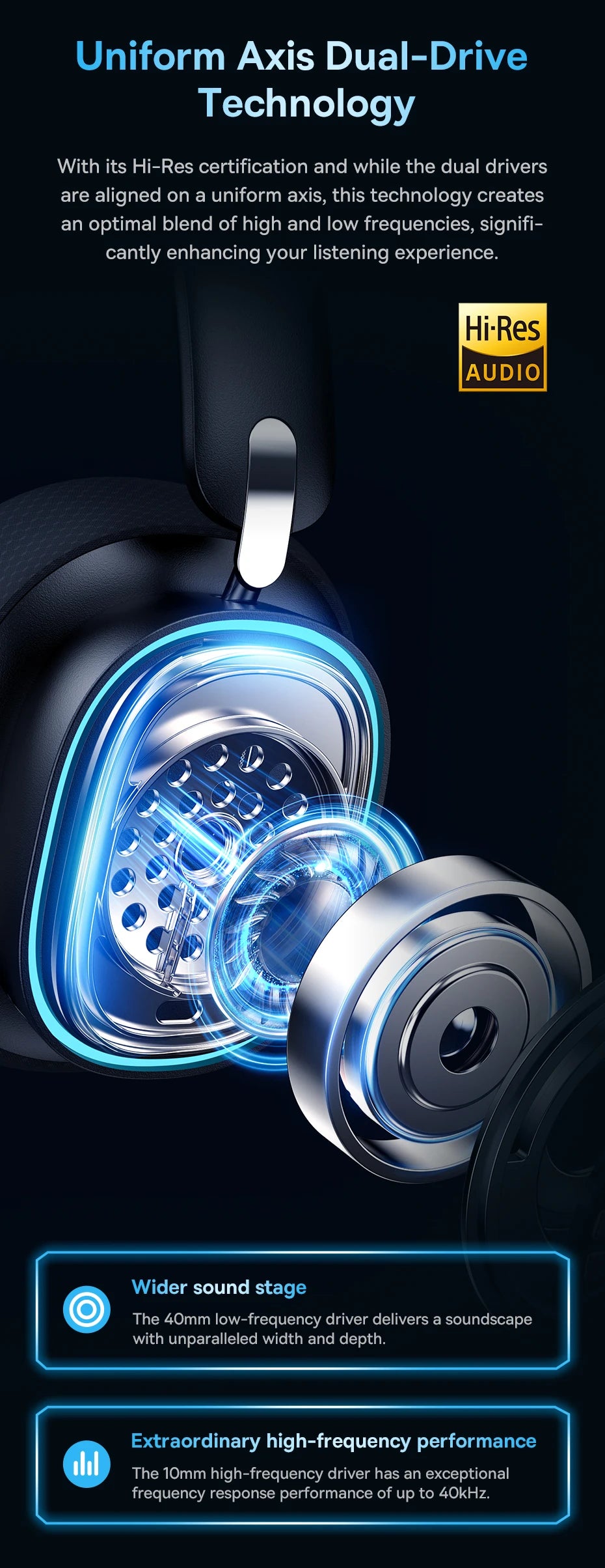 Baseus GH02 Gaming Wireless Headphones Bluetooth 5.3 Over-Ear Headset with Mic, 40mm Driver RGB Gaming Headphones, 2.4G Wireless Low Latency Headset