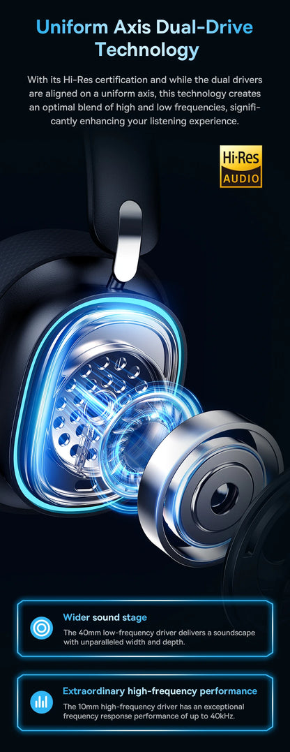 Baseus GH02 Gaming Wireless Headphones Bluetooth 5.3 Over-Ear Headset with Mic, 40mm Driver RGB Gaming Headphones, 2.4G Wireless Low Latency Headset