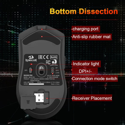 REDRAGON DEICIDE M816 PRO RGB USB Bluetooth-tuki 2.4G Langaton pelihiiri 26000 DPI 6 painiketta pelaajalle Langalliset hiiret tietokoneelle