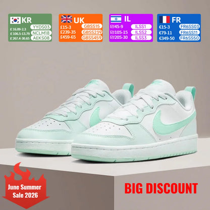 Nike COURT Women's Stylish, Versatile, and Comfortable Sneakers: Casual, Non-Slip, Durable in White and Mint Green FZ3539-100