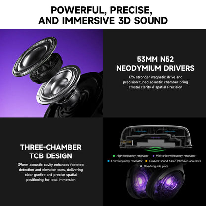 AKKO Verge S9 Gaming Headset with Mic – 53mm Driver, Quad-Mode Wireless Bluetooth 5.3, 7.1 Surround Sound FPS Pro Gaming Headphones