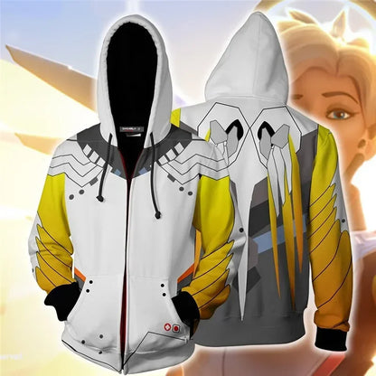 Sweatshirt com Capuz de Anime e Gaming com Impressão 3D Overwatches DVA DJ, Fato de Cosplay, Casaco com Capuz para Mulher, Homem e Casal, Top de Vestuário
