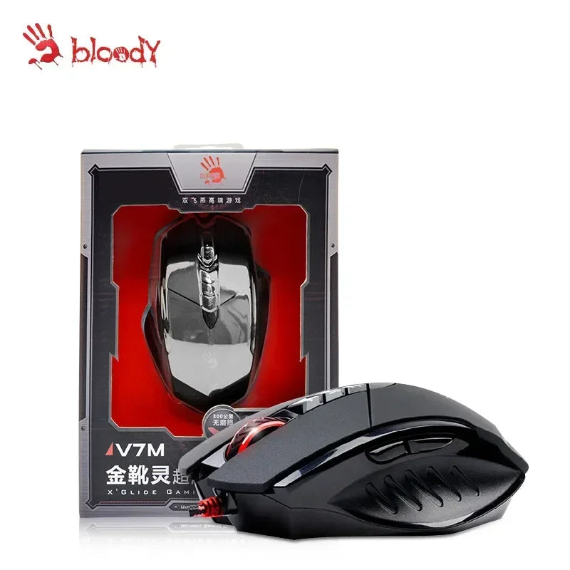 Bloody V7M trådbunden mus RGB lätt ergonomisk design 4000dpi PC kontor e-sport gaming makroprogrammerbar mus för CF LOL CS