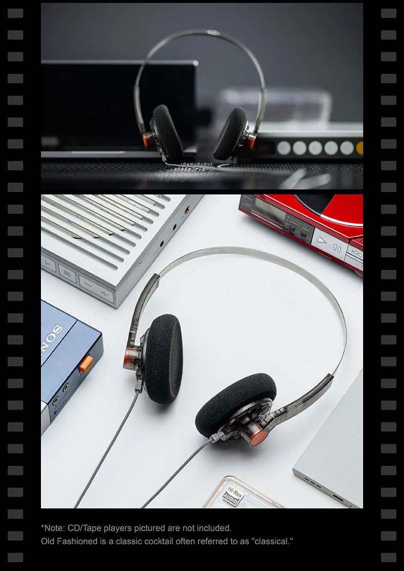 MOONDROP OLD FASHIONED On-Ear Headphones 40mm Dynamic Driver Wired Headphones with 3.5mm Plug, HiFi Audio Headset with Volume Control