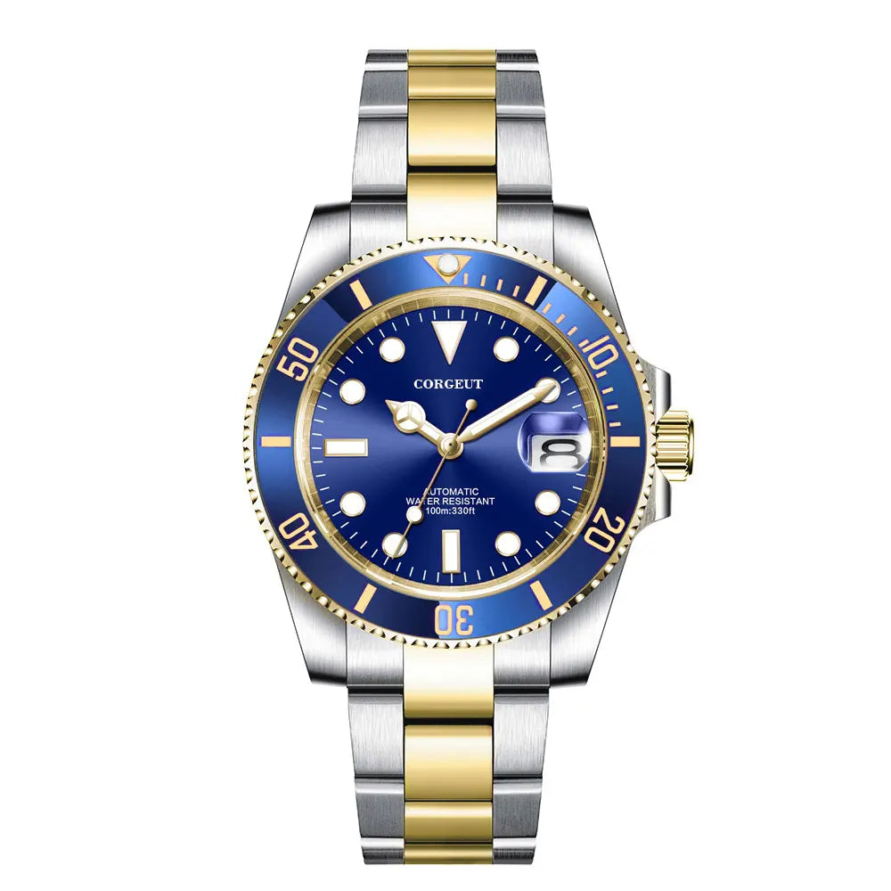 Custom logo NH35 MIYOTA 8215 Automatic Men Watch Luxury Diver Two Tone Gold 316L Stainless Steel Sapphire 10ATM Sterile Sunburs
