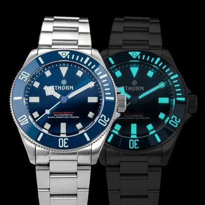 THORN 39mm Titanium Watch Men Homage Vintage PT5000 Movement Automatic Sapphire Crystal C3 Super Luminous 200M Waterproof Watch