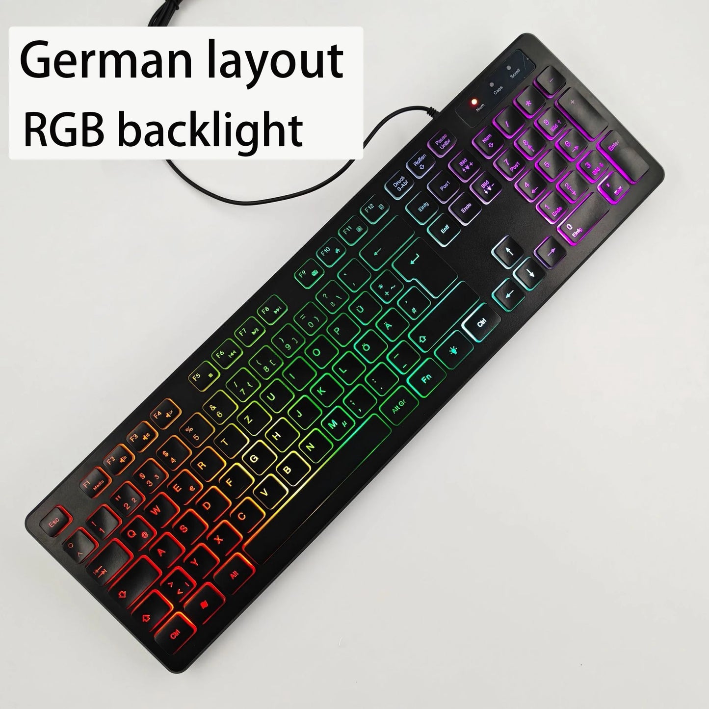 Spanisches/Französisches (AZERTY)/Russisches/Arabisches/Deutsches Tastaturlayout, beleuchtete kabelgebundene Desktop-Gaming-Tastatur für Desktop-Computer und Büro