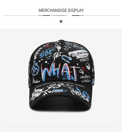 New Fashion Women Men Graffiti Cotton Baseball Cap Unisex Printed Snapback Hat Hip Hop Trendy Outside Cap Hat for Men Women