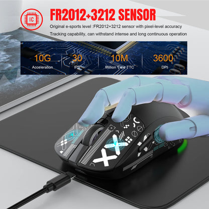 RGB Wireless Gaming Mouse with Charging Dock, 3-Mode Bluetooth & 2.4G Rechargeable Silent Gaming Mouse for PC, Laptop & Mac