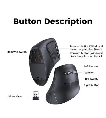Draadloze muis Bluetooth 5.0 2.4G ergonomisch 4000DPI 6 stille knoppen voor MacBook, tablet, laptops, computer en pc