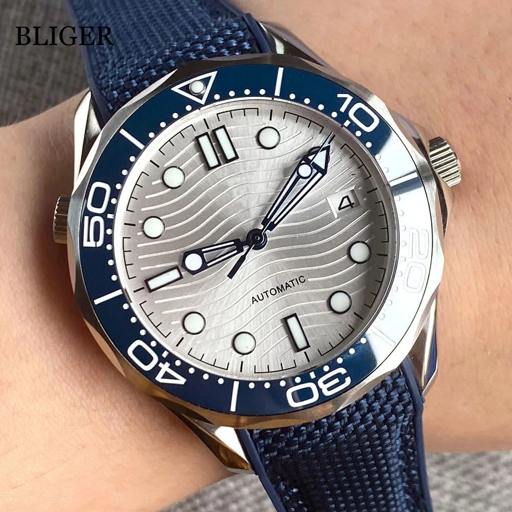BLIGER Luxury 41mm Mechancial Men Watch Sapphire Glass NH35AMIYOTA PT5000 Movement Steel Bracelet Ceramic Bezel Date Function