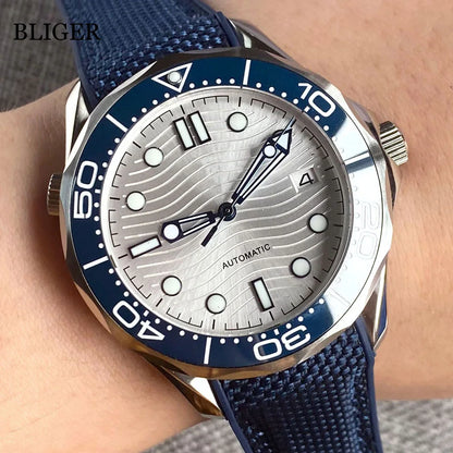 BLIGER Luxury 41mm Mechancial Men Watch Sapphire Glass NH35AMIYOTA PT5000 Movement Steel Bracelet Ceramic Bezel Date Function