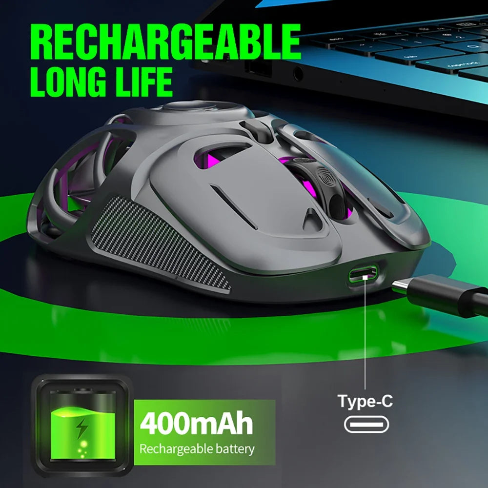 X10 Tri-Mode Gaming Mouse Wireless Bluetooth Gaming Mouse, 10000 DPI RGB Rechargeable Gaming Mouse, BT/2.4G/Wired Gaming Mouse for PC, Mac & Laptop