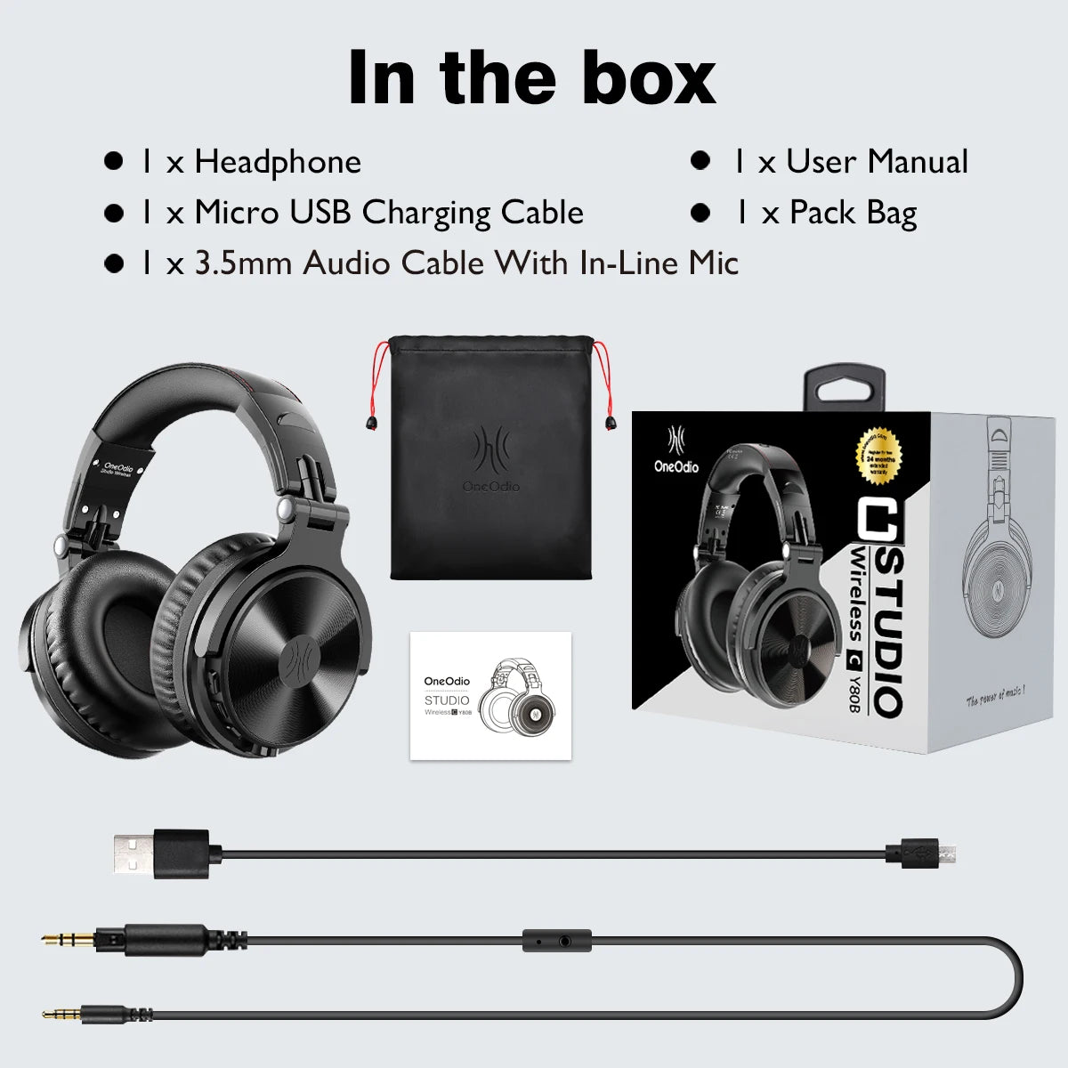 OneOdio Pro-M Wireless Gaming Headphones Bluetooth 5.2 HiFi Stereo Headset 110H Playtime with Mic, Deep Bass Foldable Over-Ear Headphones