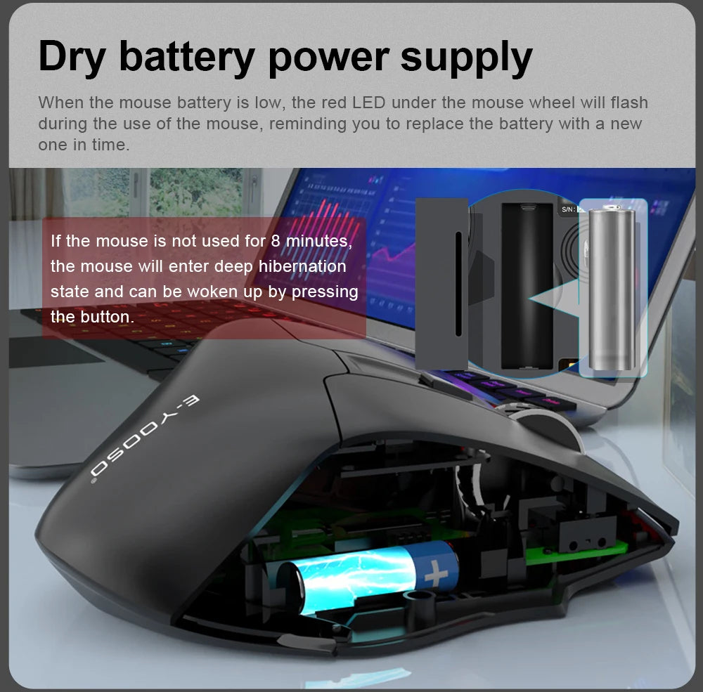 E-YOOSO X-31 Pro USB-gamingmus, stor, med Bluetooth-stöd, 2.4G trådlös, PAW3212, 4800 DPI, för gamers, dator, laptop och PC