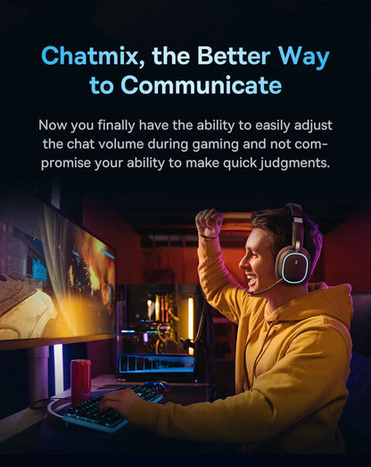 Baseus GH02 Gaming Wireless Headphones Bluetooth 5.3 Over-Ear Headset with Mic, 40mm Driver RGB Gaming Headphones, 2.4G Wireless Low Latency Headset