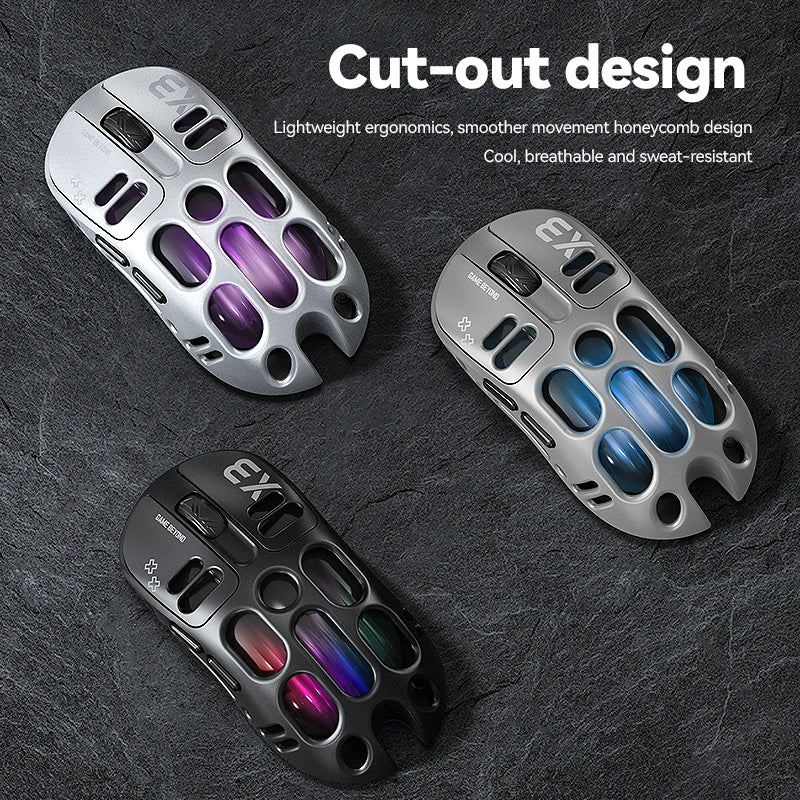 3-Mode Wireless Gaming Mouse with RGB Lighting, Lightweight Bluetooth Mouse, Rechargeable Esports Mouse for PC, Laptop & Gaming