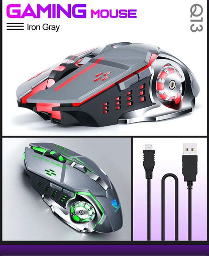 Rechargeable Wireless Gaming Mouse with RGB Backlit, Silent Click, Ergonomic Optical Wireless Mouse for PC, Laptop & Desktop, 2400 DPI