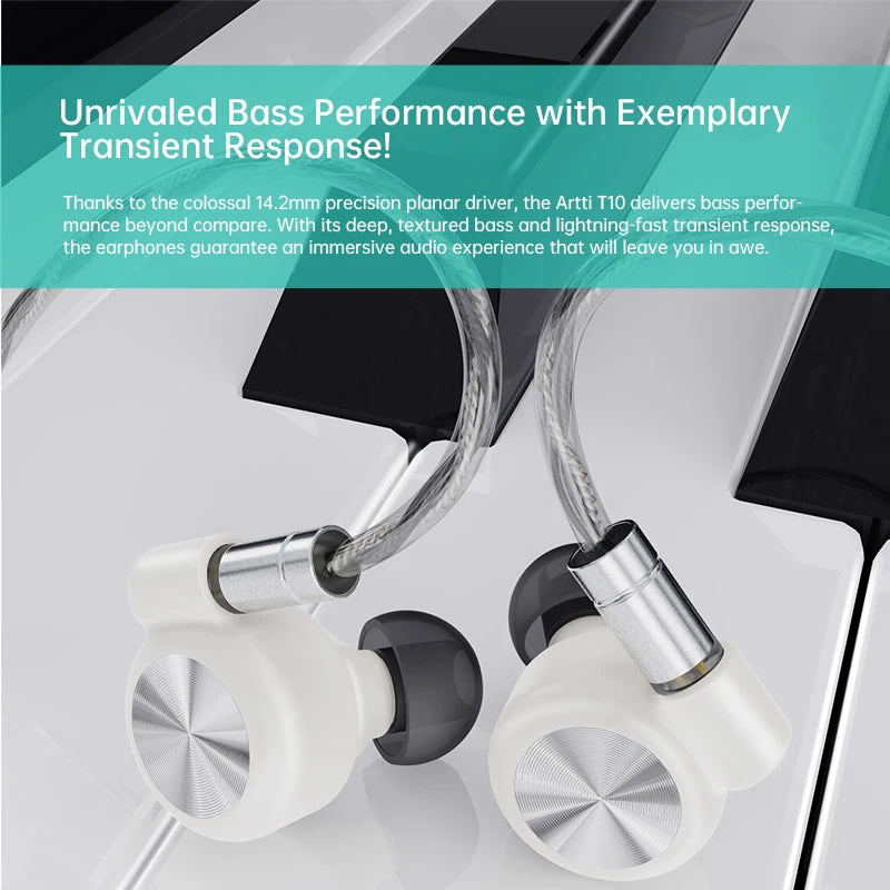 ARTTI T10 Planar Driver In-Ear HiFi Earphones, 14.2mm Wired IEM Monitors with Textured Bass, Detachable 0.78mm 2-Pin Cable, 3.5mm/4.4mm Audiophile Earphones