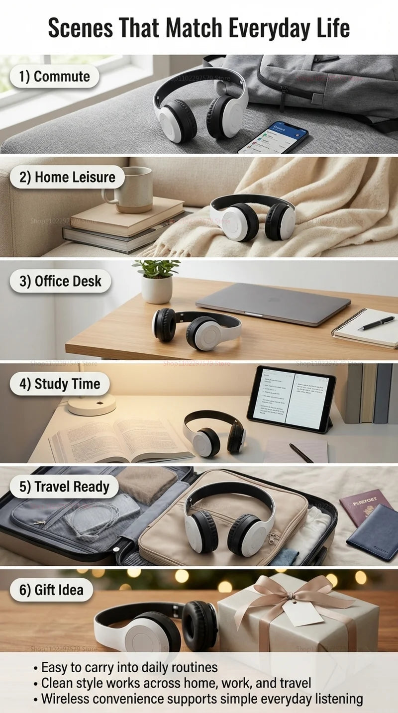 High Fidelity Bluetooth Wireless Headset Over Ear Headphones with HD Mic, Premium Bluetooth Wireless Headset for Clear Stereo Sound, Sports & Daily Use