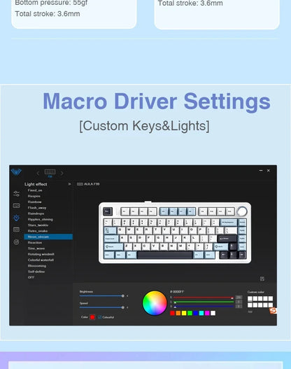 AULA F75 Game Mechanical Keyboard RGB Light 2.4G /BT5.0/Wired Tri-Mode Gasket Structure 75% Customized Gradient Grey Keyboard