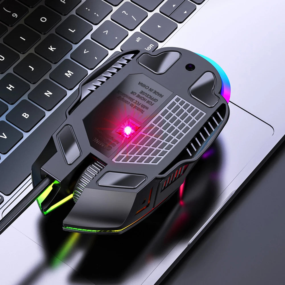 3200DPI ergonomisk trådbunden gamingmus USB datormus gamingmus med RGB-bakgrundsbelysning 6 knappar LED tyst mus för PC och laptop