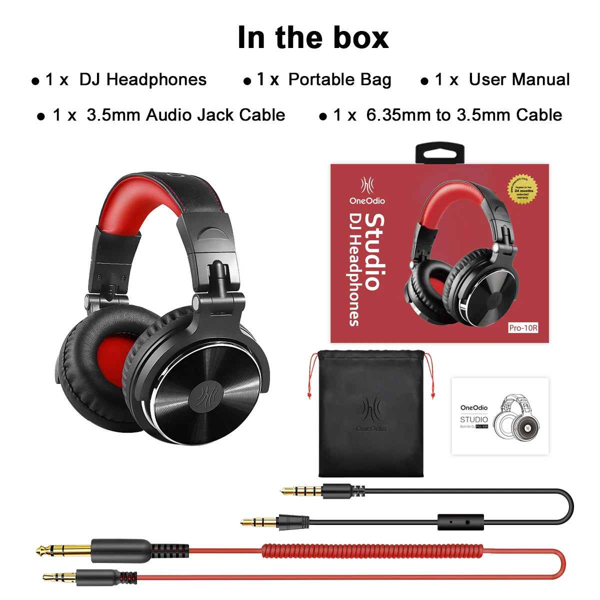 OneOdio Professional DJ Headphones Over-Ear Studio Monitor Headset with Microphone, HiFi Wired Bass Gaming Headphones for PC, Phone, PS4 & Xbox