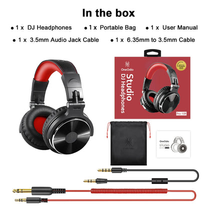 OneOdio Professional DJ Headphones Over-Ear Studio Monitor Headset with Microphone, HiFi Wired Bass Gaming Headphones for PC, Phone, PS4 & Xbox