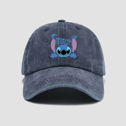 Stitch Casual Hat Kawaii Cartoon Anime Figure Baseball Caps Breathable Snapback Sun Hats Adjustable Peaked Cap Unisex Kids Gifts