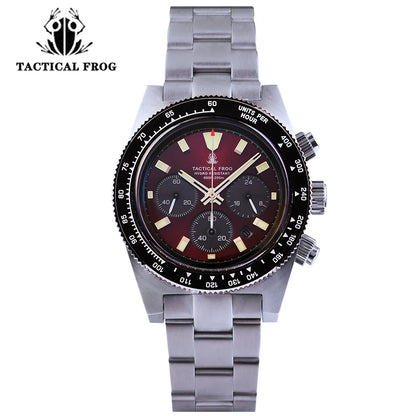 Tactical Frog V2 Solar Chronograph Men Watch Sapphire Crystal Mirror Ceramic Bezel VS75A Eco-Drive Quartz 20Bar Waterproof Watch