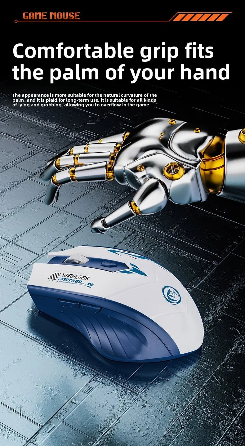 Wireless Gaming Mouse 2.4G Bluetooth Rechargeable Silent Mouse, Dual Mode Wireless Gaming Mouse with 6 Buttons, Adjustable DPI, Ergonomic Mouse for PC, Laptop & Mac