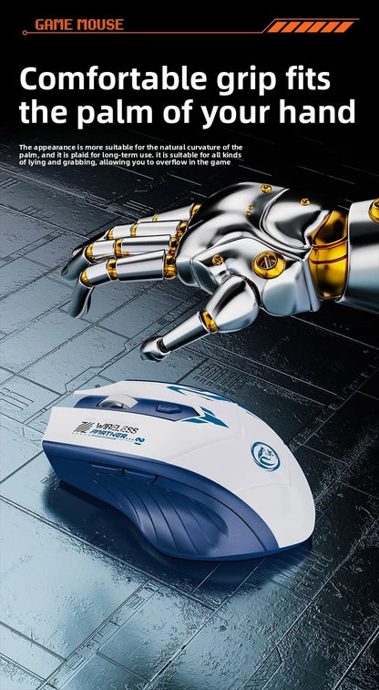 Wireless Gaming Mouse 2.4G Bluetooth Rechargeable Silent Mouse, Dual Mode Wireless Gaming Mouse with 6 Buttons, Adjustable DPI, Ergonomic Mouse for PC, Laptop & Mac