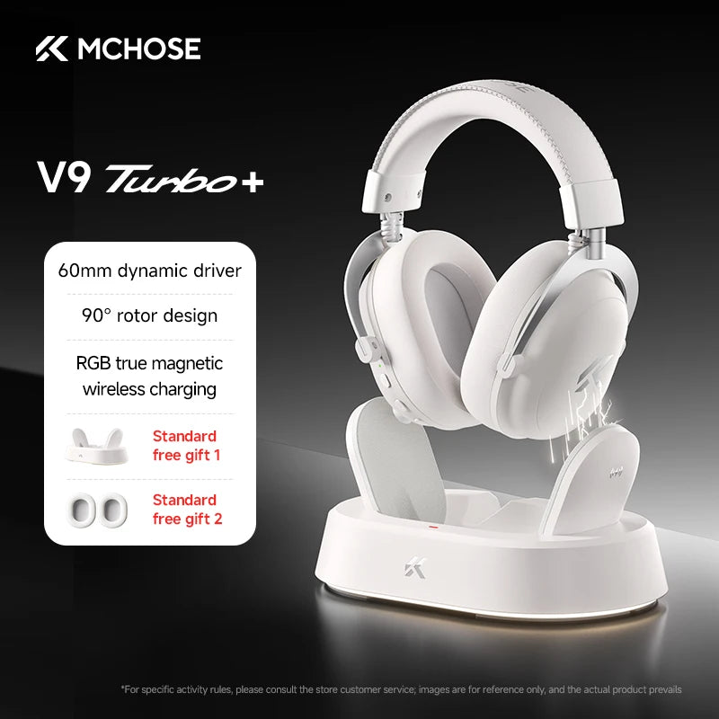 MCHOSE V9 Turbo Wireless Gaming Headset 7.1 Surround Sound RGB Esports Headphones with 60mm Drivers, Noise Cancelling Mic & Charging Base