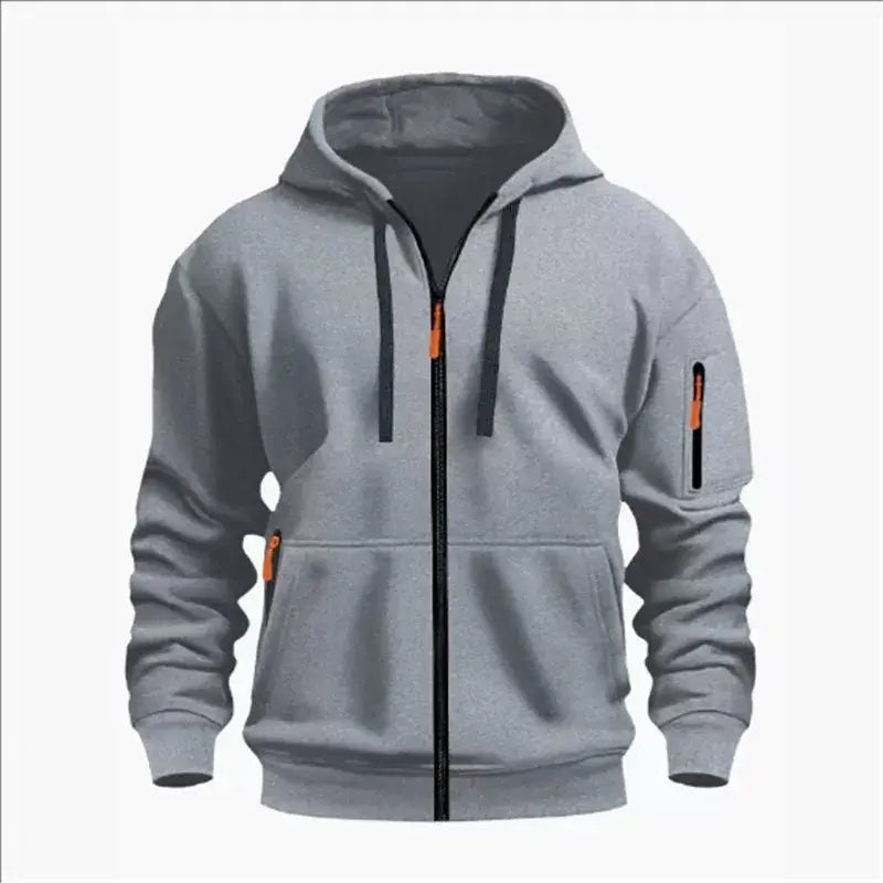Men's Sweatshirts with Zipper Pockets Thin Solid Color Half Tracksuit Casual Outdoor Hooded Tracksuit Long Sleeves Jacket Coats, produit gaming premium Fraquane