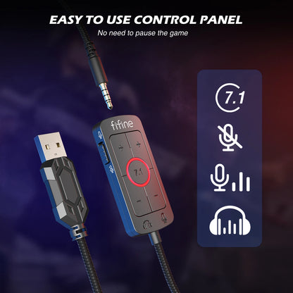 FIFINE Headset,3.5 mm jack&USB Headphone with 7.1 Surround Sound/volum control/Mute switch for PC/MAC/PS4/PS5 Mixer-H9