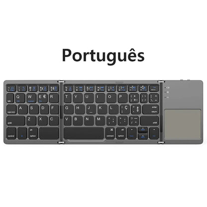Russian/Spanish/English B033 Mini Foldable keyboard, Wireless Bluetooth Keyboard Recharger with Touchpad for Windows Android IOS