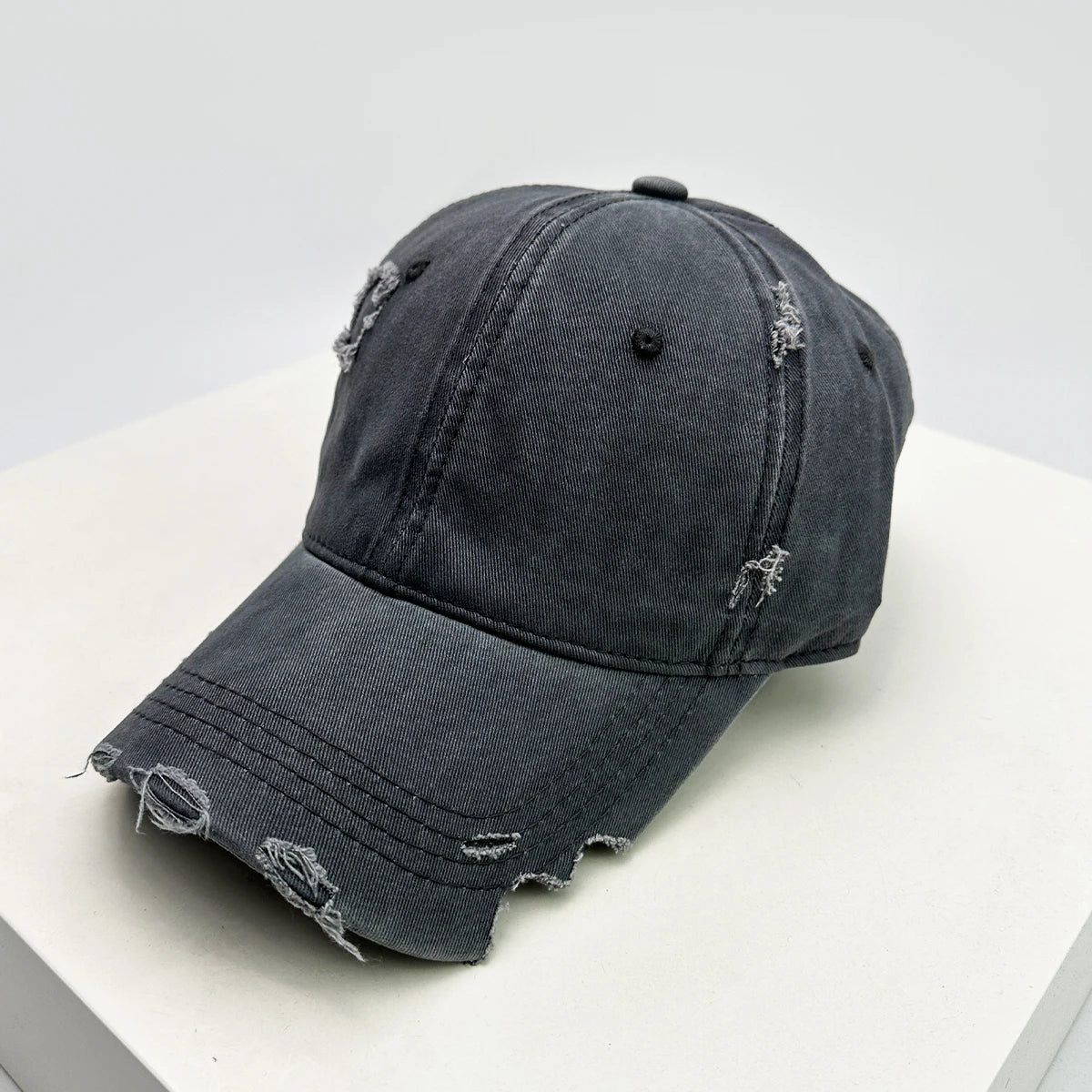 Cappellini da baseball unisex con visiera a tacca, in tessuto a tinta unita, traspiranti, stile "broken", con visiera per proteggersi dal sole, casual, versatili, effetto consumato, alla moda
