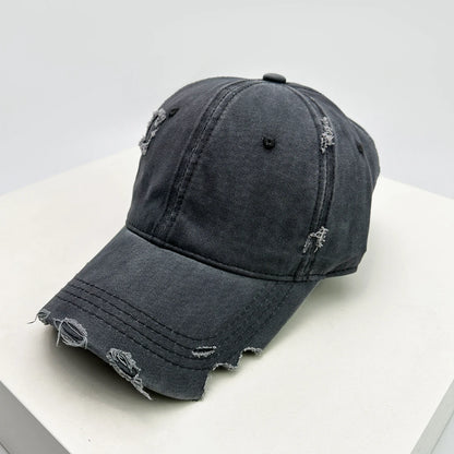 Cappellini da baseball unisex con visiera a tacca, in tessuto a tinta unita, traspiranti, stile "broken", con visiera per proteggersi dal sole, casual, versatili, effetto consumato, alla moda