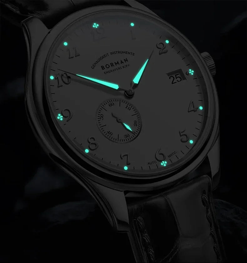 BORMAN Men Luxury Watch 41MM Automatic Watches Mechanical Wristwatch Ulththin Waterproof Sapphire Small Rotor Butterfly Clasp