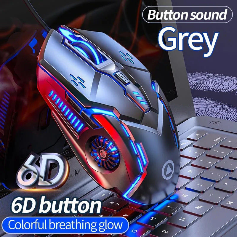 YINDIAO Ergonomic Wired Gaming Mouse RGB LED Backlit 3200DPI 6 Button Mechanical USB Mouse for PC Laptop Computer Gaming