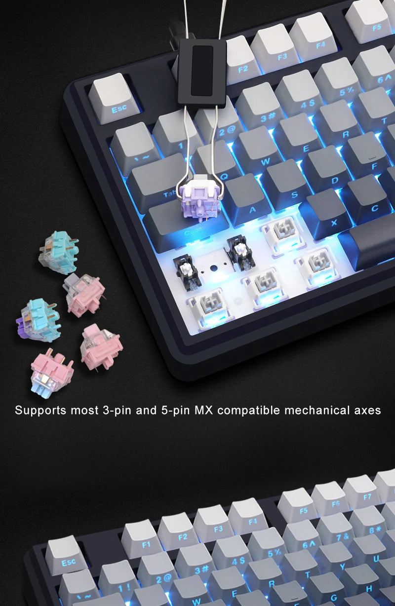 SKYLOONG GK104 Pro Wireless Mechanical Keyboard, 104-Key Custom Hot-Swappable RGB Gaming Keyboard with LCD Screen, Triple Mode Bluetooth/2.4G/USB-C Mechanical Keyboard