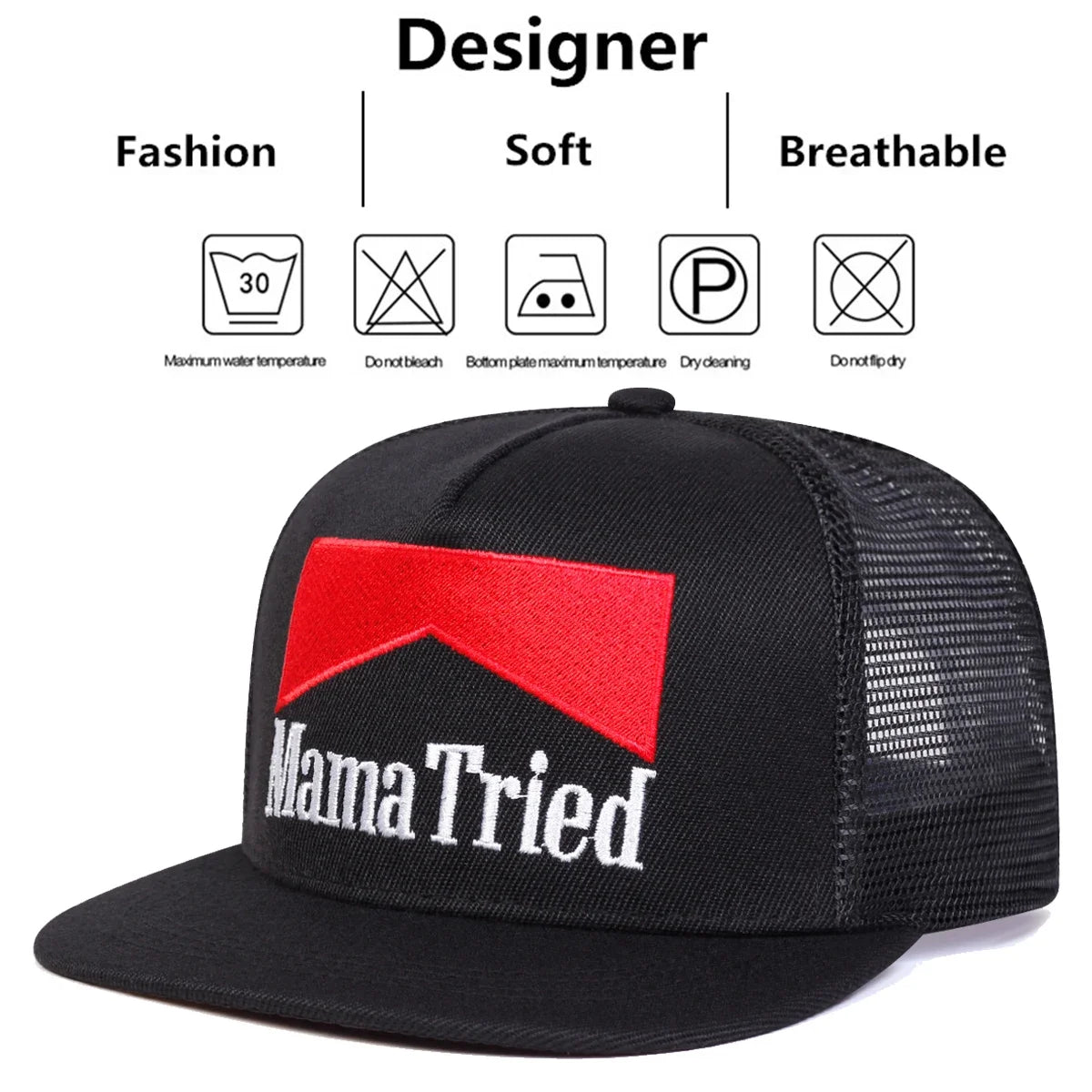 Unisex MAMA TRIED Embroidery Hip-hop Net Hats Spring And Summer Outdoor Adjustable Sports Casual Baseball Caps Sunscreen Hats